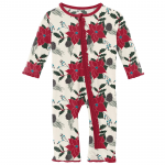Kickee Pants Girl Ruffle Coverall w/Zipper Christmas Floral