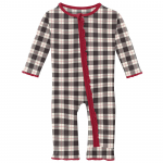 Kickee Pants Girl Ruffle Coverall w/ Zipper Midnight Holiday Plaid