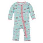 Kickee Pants Girl Ruffle Coverall w/Zipper Summer Sky Cupcakes
