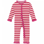 Kickee Pants Girl Ruffle Coverall w/Zipper Anniversary Candy Stripe