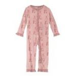 Kickee Pants Girl Ruffle Coverall w/Zipper Baby Rose Ballet