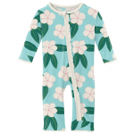 Kickee Pants Girl Ruffle Coverall w/ Zipper Summer Sky Plumeria
