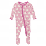 Kickee Pants Girl Ruffle Footie w/2way Zipper Cake Pop Swan Princess