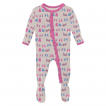 Kickee Pants Girl Ruffle Footie w/2way Zipper Latte 3 Little Kittens