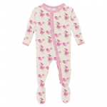 Kickee Pants Girl Ruffle Footie w/2way Zipper Natural Little Bo Peep