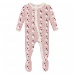 Kickee Pants Girl Ruffle Footie w/Zipper Baby Rose Tiny Snowman