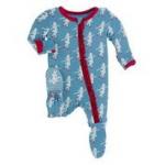 Kickee Pants Girl Ruffle Footie w/Zipper Blue Moon Ice Skater