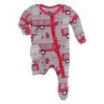 Kickee Pants Girl Ruffle Footie w/Zipper Feather Firefighter