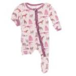 Kickee Pants Girl Ruffle Footie w/Zipper Macaroon Canine First Responders