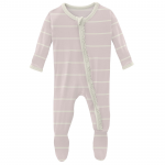 Kickee Pants Girl Ruffle Footie w/Zipper Macaroon Road Trip Stripe