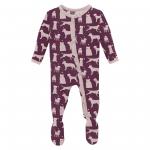 Kickee Pants Girl Ruffle Footie w/Zipper Melody Santa Dogs