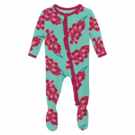 Kickee Pants Girl Ruffle Footie w/Zipper Glass Orchids
