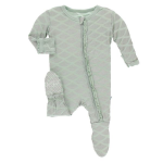 Kickee Pants Girl Ruffle Footie w/Zipper Iridescent Mermaid Scales