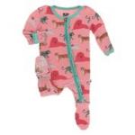 Kickee Pants Girl Ruffle Footie w/Zipper Strawberry Big Cats