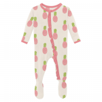 Kickee Pants Girl Ruffle Footie w/Zipper Strawberry Pineapples