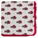 Kickee Pants Toddler Blanket Ruffle Natural Christmas Hippo