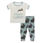 Kickee Pants Boy S/S Pajama Set Jade Forest Rabbit