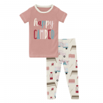 Kickee Pants Girl S/S Pajama Set Natural Camping