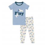 Kickee Pants Boy S/S Pajama Set Natural Frisbee Labs