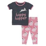 Kickee Pants Girl S/S Pajama Set Strawberry Forest Rabbit