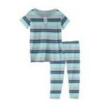 Kickee Pants Boy S/S Henley Pajama Set Sport Stripe