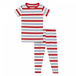 Kickee Pants Boy S/S Pajama Set Anniversary Balloon Stripe