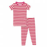 Kickee Pants Girl S/S Pajama Set Anniversary Candy Cane Stripe