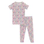 Kickee Pants Girl S/S Pajama Set Latte 3 Little Kittens