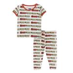 Kickee Pants Boy S/S Pajama Set Natural Indian Train