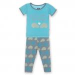 Kicke Pants Boy S/S Pajama Set Dusty Sky Porcupine