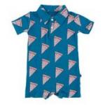 Kickee Pants S/S Polo Romper Seaport Pizza Slices