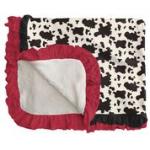 Kickee Pants Toddler Blanket Sherpa Lined Double Ruffle Cow Print