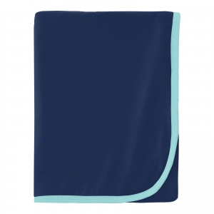 Kickee Pants Swaddle Blanket Solid Flag Blue with Summer Sky