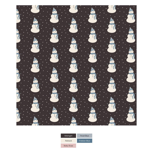 Kickee Pants Swaddle Blanket Midnight Tiny Snowman