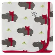 Kickee Pants Swaddle Blanket Natural Christmas Hippo