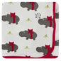 Kickee Pants Swaddle Blanket Natural Christmas Hippo
