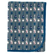 Kickee Pants Swaddle Blanket Slate Guitars and Stars