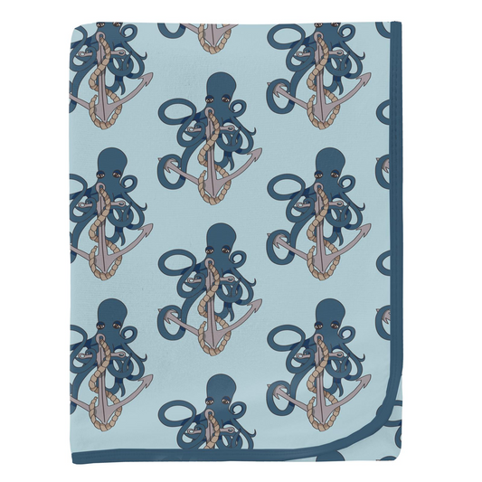 Kickee Pants Swaddle Blanket Spring Sky Octopus Anchor