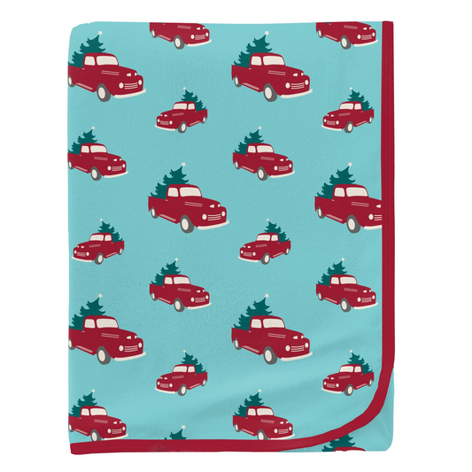 Kickee Pants Swaddle Blanket Iceberg Trucks and Trees