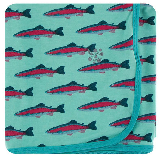 Kickee Pants swaddle Blanket Glass Rainbow Trout