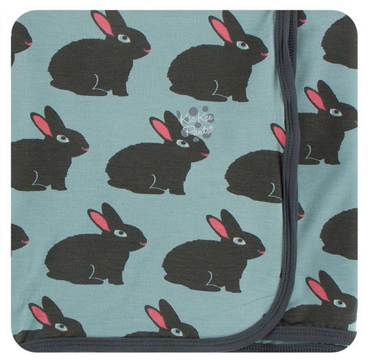 Kickee Pants Swaddle Blanket Jade Forest Rabbit