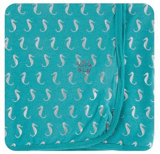 Kickee Pants Swaddle Blanket Neptune mini Seahorses