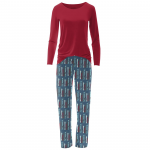 Kickee Pants Women L/S Pajama Set Twilight Skis