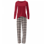 Kickee Pants Women L/S Pajama Set Midnight Holiday Plaid