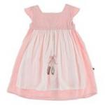 Kickee Pants Woven Garden Dress w/Apron Baby Rose w/Embroidered Ballet Slippers