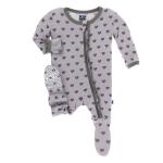 Kickee Pants Girl Ruffle Footie w/Zipper Feather Hearts