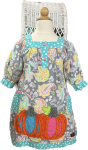 Millie Jay Gray Floral Dress w/ Applique Pumpkins MJ06