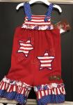 Millie Jay Nautical Red Romper w/ Star Appliques