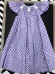 Mom & Me Lavender Dot Smocked Yoke Dress w/Rabbits