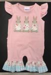 Natalie Grant Pink Romper w/ 3 Rabbits Applique #2